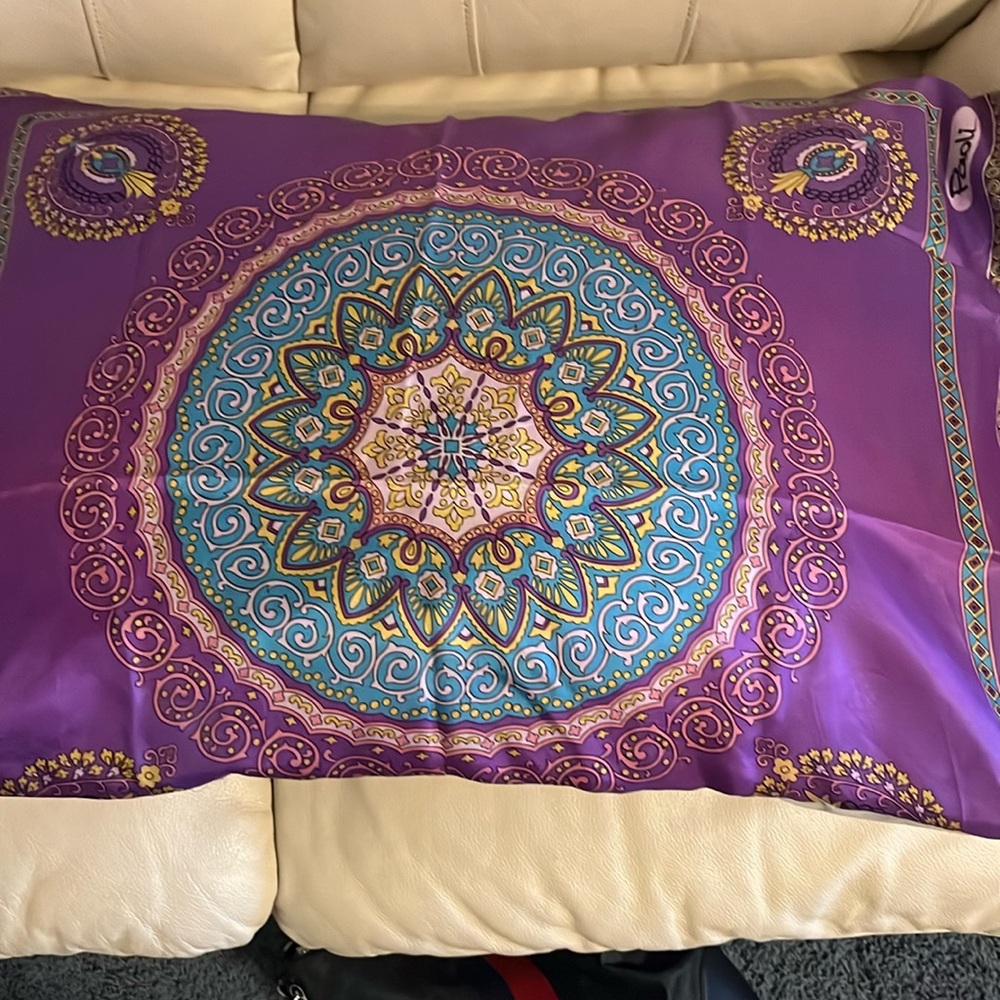 Recycled silk scarf made into a pillowcase